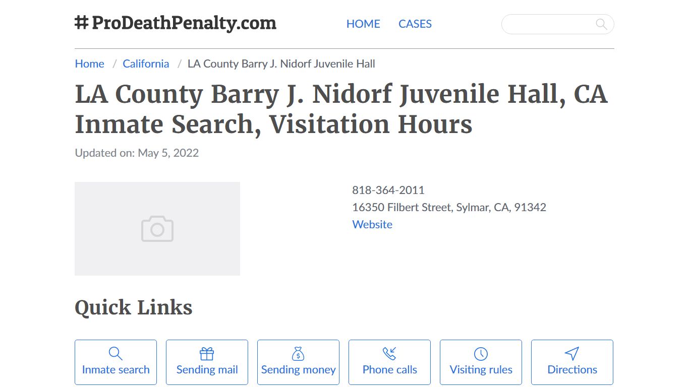 LA County Barry J. Nidorf Juvenile Hall, CA Inmate Search ...